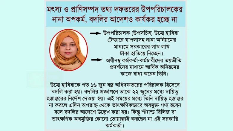 দস্যুরানী হাবিবার কবলে মৎস্য ও প্রাণিসম্পদ তথ্য দপ্তর!