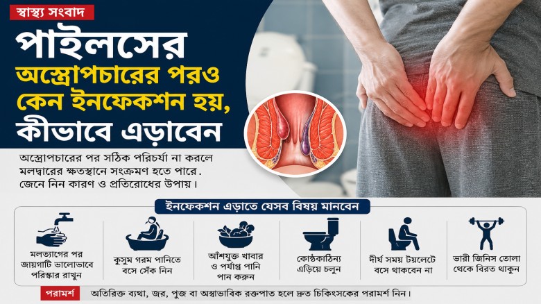 পাইলসের অস্ত্রোপচারের পরও কেন ইনফেকশন হয়? জেনে নিন কারণ ও করণীয়
